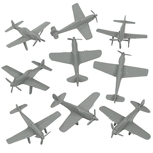 Tim Mee Toy TimMee WW2 Fighter Ace Planes Gray 9pc Plastic Army Men Airplanes USA Made - Image 1