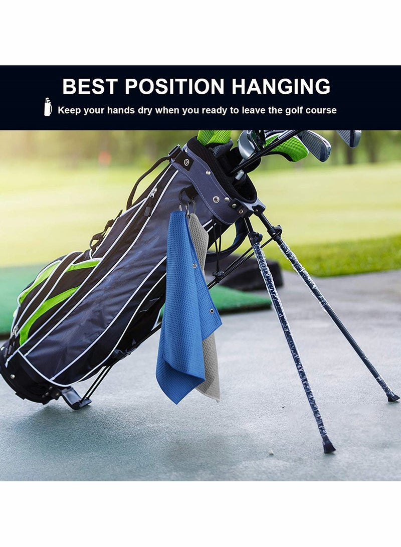 3 Pack Microfiber Golf Towel with Carabiner Clip Perfect for Sports Yoga Gym Camping Running Blue Black Gray - Image 5