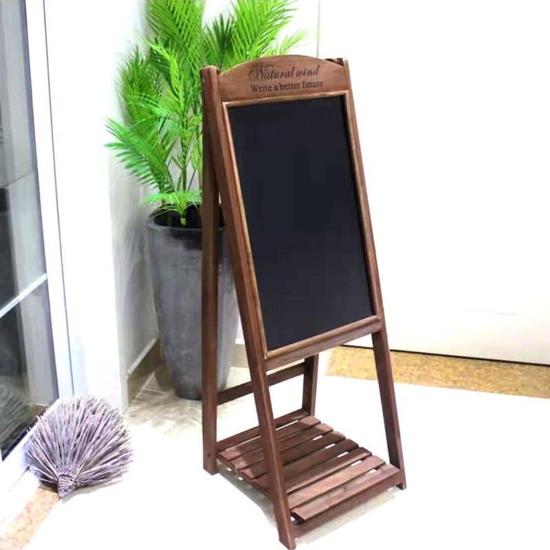 LINGWEI Wooden Hand Writing Black Board Drawing Board with Flower Pot Holder Free Standing Display Stand Chalk Board Ideal For Restaurants Menu Wedding Party - Image 4
