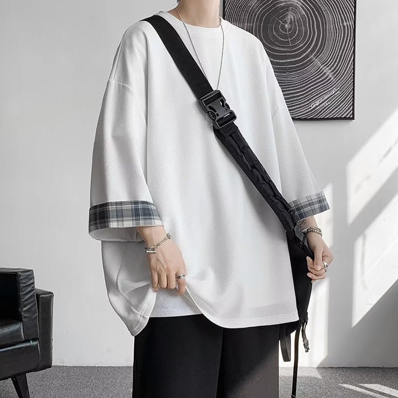 Men's Fashion Brand Five-Quarter Sleeve Youth Popular Ins New Elegant Summer Urban Style T-Shirt Standard Round Neck Trend - Image 5