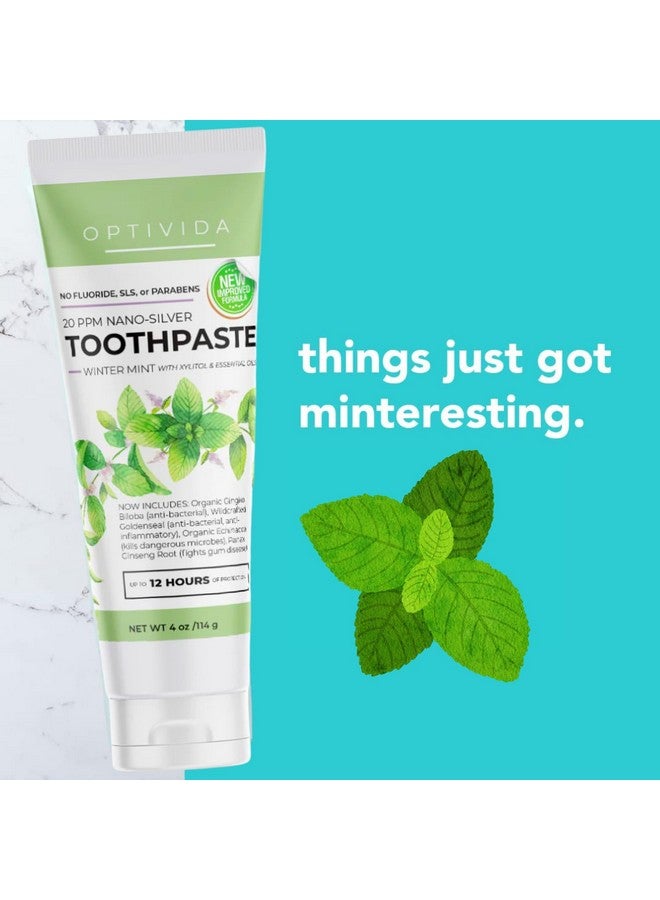 OPTIVIDA Optivida- Colloidal Silver Infused Coral Toothpaste W/Calcium, Xylitol, and Peppermint Toothpaste 20 ppm Nano Proven Ingredients - Healthy Gums - Fluoride Free | Glacial Mint & Winter Mint 4 oz - Image 2