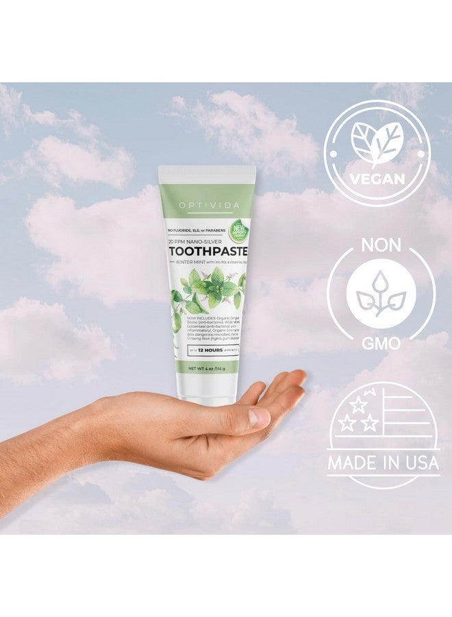 OPTIVIDA Optivida- Colloidal Silver Infused Coral Toothpaste W/Calcium, Xylitol, and Peppermint Toothpaste 20 ppm Nano Proven Ingredients - Healthy Gums - Fluoride Free | Glacial Mint & Winter Mint 4 oz - Image 5