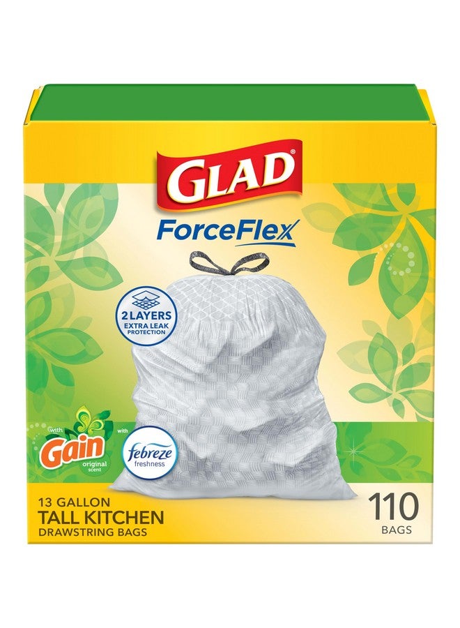 Glad ForceFlex Tall Kitchen Trash Bags, 13 Gal, Gain Original with Febreze, 110 Ct (Pack May Vary) - Image 1