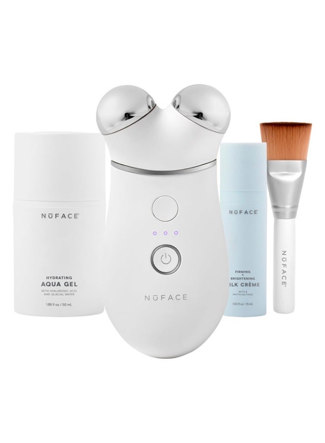 نوفيس مجموعة NuFACE TRINITY+ للمبتدئين - شدّ، تحديد، وتوحيد لون بشرتك - جهاز متطور ذكي لشدّ البشرة - تتضمن كريم سيلك وجل أكوا - Image 1