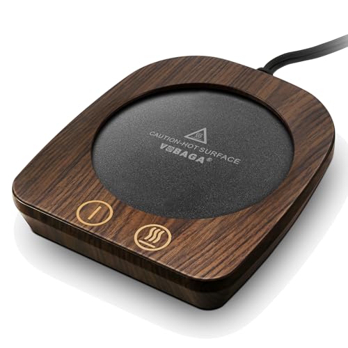 VOBAGA Imitation Wood Grain Coffee Cup Warmer & Mug Warmer for Desk, Electric Cup Beverage Warmer Plate with 3 Temperature Settings for Tea, Cocoa, Milk with Auto Shut Off After 4 Hours, for Gifts - Image 1