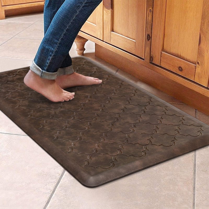 WISELIFE Kitchen Mat Cushioned Anti Fatigue Floor Mat173x28 Thick Non Slip Waterproof Kitchen Rugs and MatsHeavy Duty Foam Standing Mat for KitchenFloorHomeDeskSink Brown