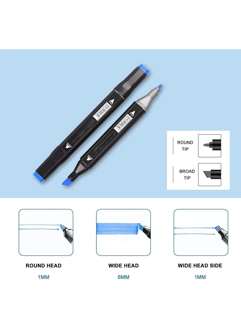 ChicAbode 48 Colors Markers Set, Dual Tip Art Markers, Coloring Marker Set, With Storage Bag, 6mm Thick Head and 1mm Thin Head, for Kids, Adult, Artist, Drawing Sketching and Card Making - Image 2