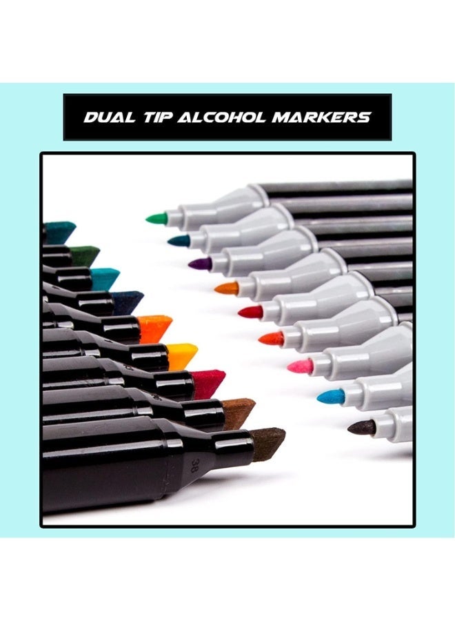 ChicAbode 48 Colors Markers Set, Dual Tip Art Markers, Coloring Marker Set, With Storage Bag, 6mm Thick Head and 1mm Thin Head, for Kids, Adult, Artist, Drawing Sketching and Card Making - Image 3