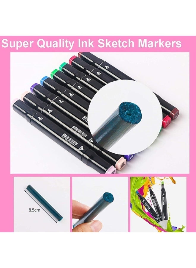 ChicAbode 48 Colors Markers Set, Dual Tip Art Markers, Coloring Marker Set, With Storage Bag, 6mm Thick Head and 1mm Thin Head, for Kids, Adult, Artist, Drawing Sketching and Card Making - Image 3