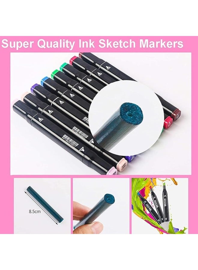 ChicAbode 48 Colors Markers Set, Dual Tip Art Markers, Coloring Marker Set, With Storage Bag, 6mm Thick Head and 1mm Thin Head, for Kids, Adult, Artist, Drawing Sketching and Card Making - Image 4