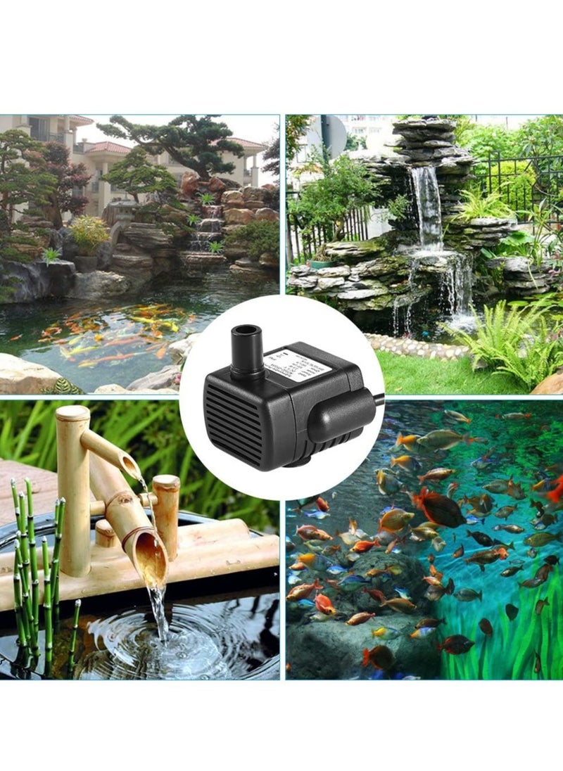 SYOSI - SYOSI Mini USB Fountain Pump Compact Submersible Pumps Efficient Water Pump Quiet Outdoor Small Pond Pump for Small Pond Fish Tank Long Cord 180L/H Black - Image 1