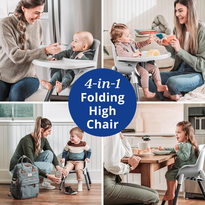 Chicco Zest 4-in-1 Folding High Chair, Feeding Chair, Toddler Chair and Youth Stool, Multi-Use Easy Clean High Chair | Seasalt/Grey - Image 2