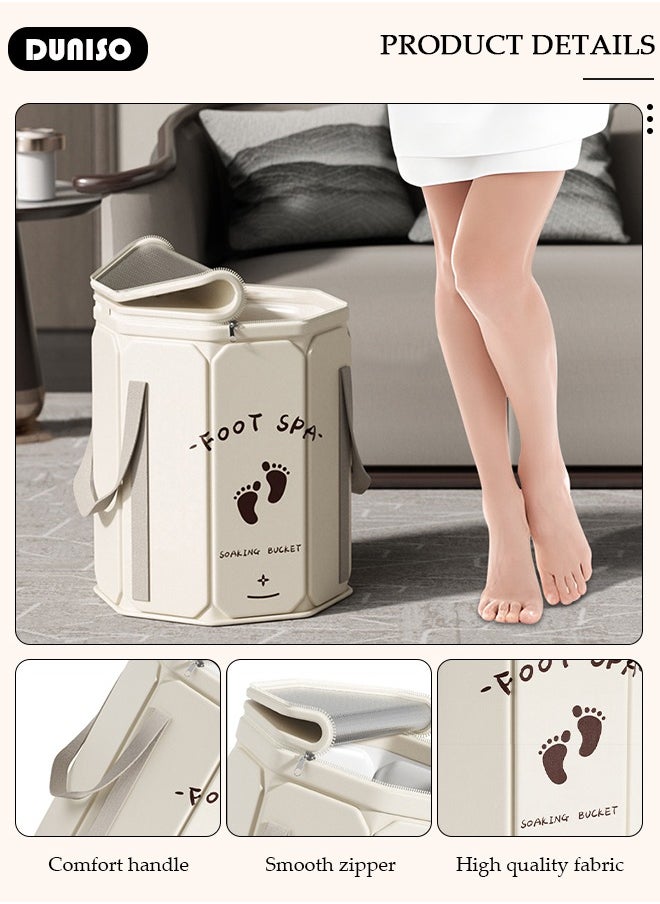 DUNISO Collapsible Foot Bath Basin, Portable Foot Soak Tub with Handles, Folding Foot Tub for Soaking Feet, Pedicure Foot Spa Bucket for Relieving Fatigue And Body Stress, Multifunctional Bucket with Zip for Travel, Camping Washing  - Image 2