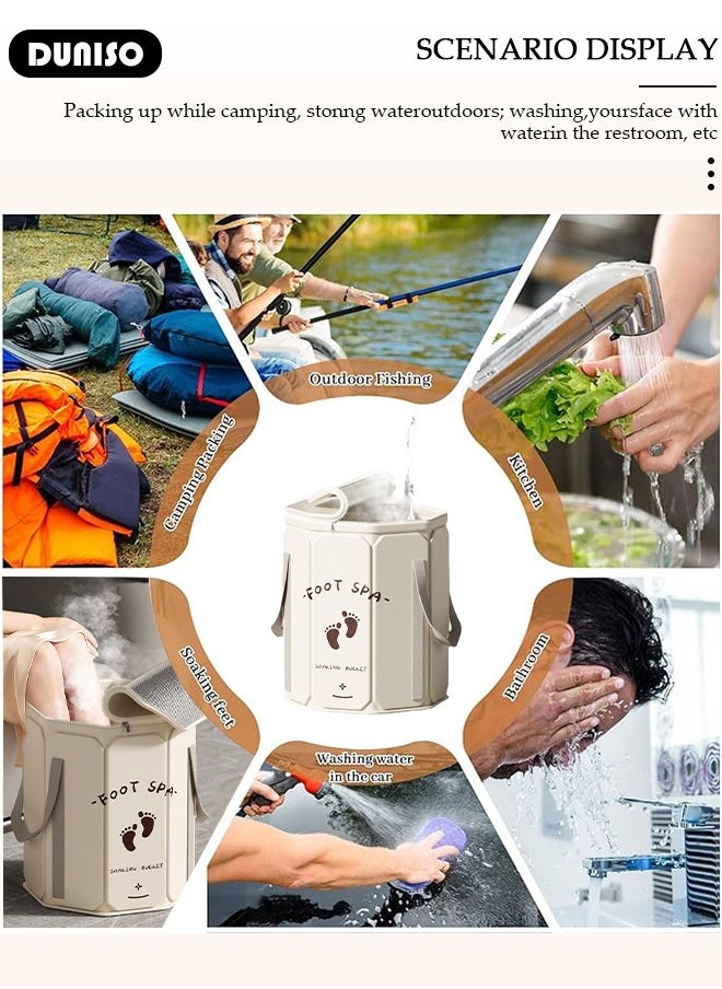 DUNISO Collapsible Foot Bath Basin, Portable Foot Soak Tub with Handles, Folding Foot Tub for Soaking Feet, Pedicure Foot Spa Bucket for Relieving Fatigue And Body Stress, Multifunctional Bucket with Zip for Travel, Camping Washing  - Image 3