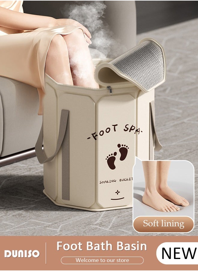 DUNISO Collapsible Foot Bath Basin, Portable Foot Soak Tub with Handles, Folding Foot Tub for Soaking Feet, Pedicure Foot Spa Bucket for Relieving Fatigue And Body Stress, Multifunctional Bucket with Zip for Travel, Camping Washing  - Image 1