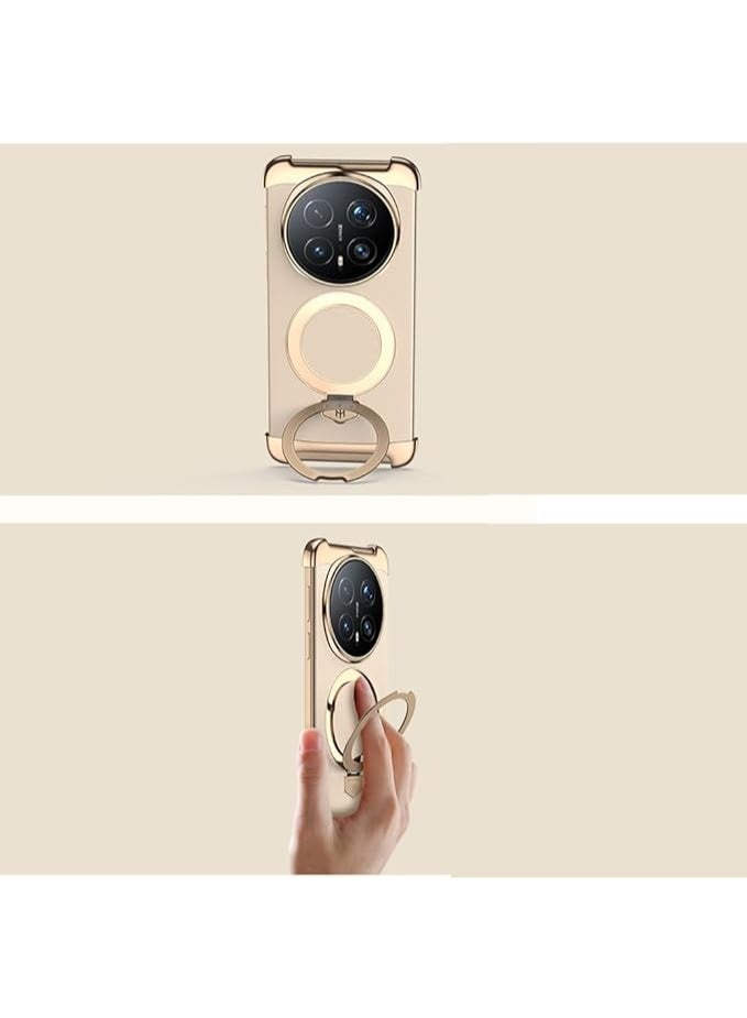 Magnetic Case Compatible with Honor Magic 8 Pro 5G Rotating Foldable Ring Stand Leather Case Frameless Electroplated Frame Protective Cover - Image 5