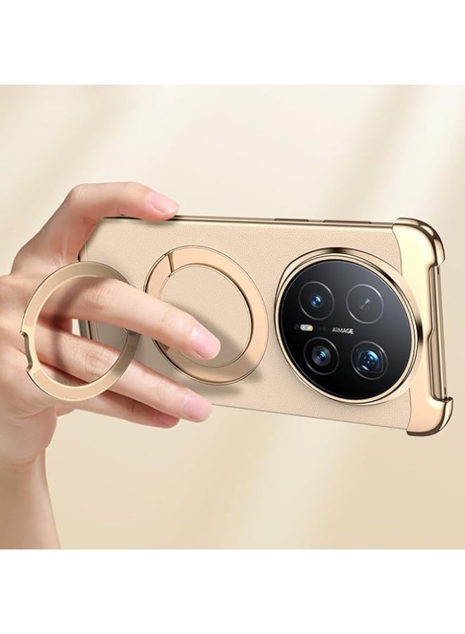 Magnetic Case Compatible with Honor Magic 8 Pro 5G Rotating Foldable Ring Stand Leather Case Frameless Electroplated Frame Protective Cover - Image 4
