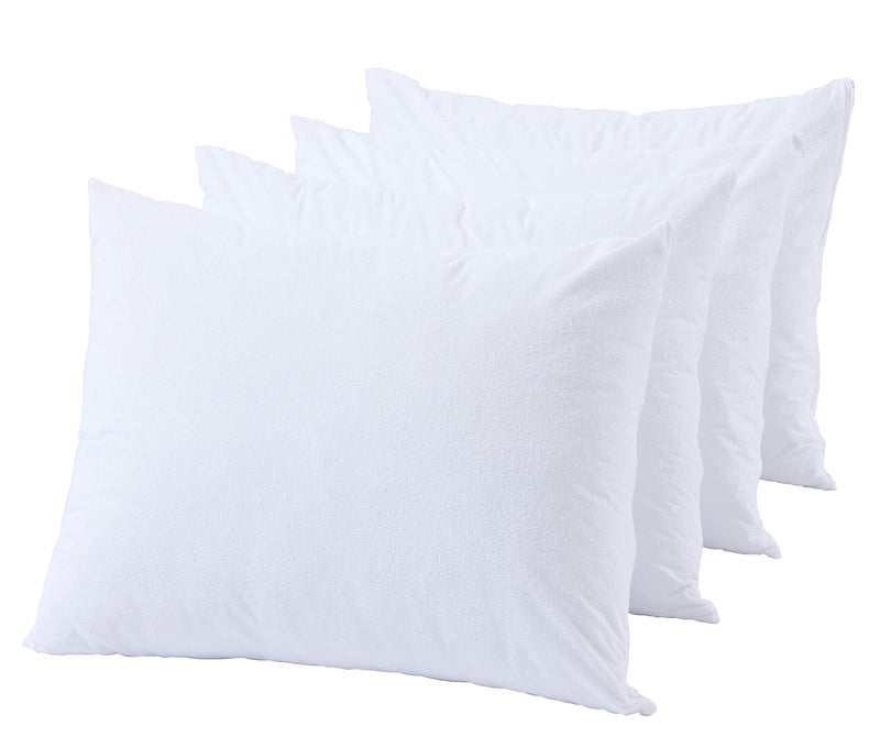Niagara Sleep Solution Niagara Waterproof Pillow Protectors Queen 4 Pack Cotton Terry 100% Waterproof Cooling Zippered Cotton White T Pillow Encasement Washable Long Life Soft Breathable - Image 4