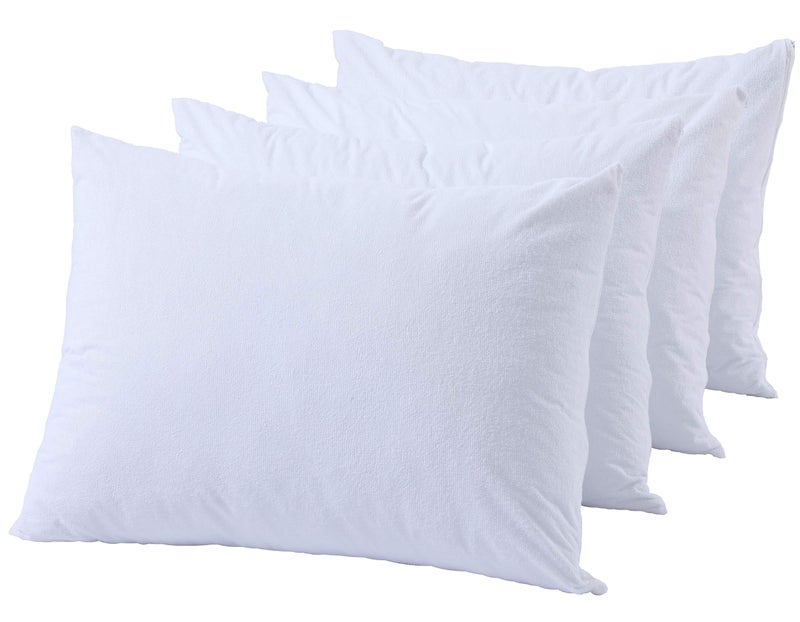 Niagara Sleep Solution Niagara Waterproof Pillow Protectors Queen 4 Pack Cotton Terry 100% Waterproof Cooling Zippered Cotton White T Pillow Encasement Washable Long Life Soft Breathable - Image 5