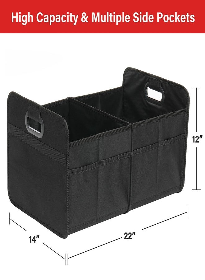 Simple Deluxe 2 Compartments Trunk Organizer for Car/SUV, Collapsible 600D Waterproof Oxford Polyester 50L Storage Box, Anti-slip & Leak-proof, Multipurpose Travel Accessories, Black - Image 2