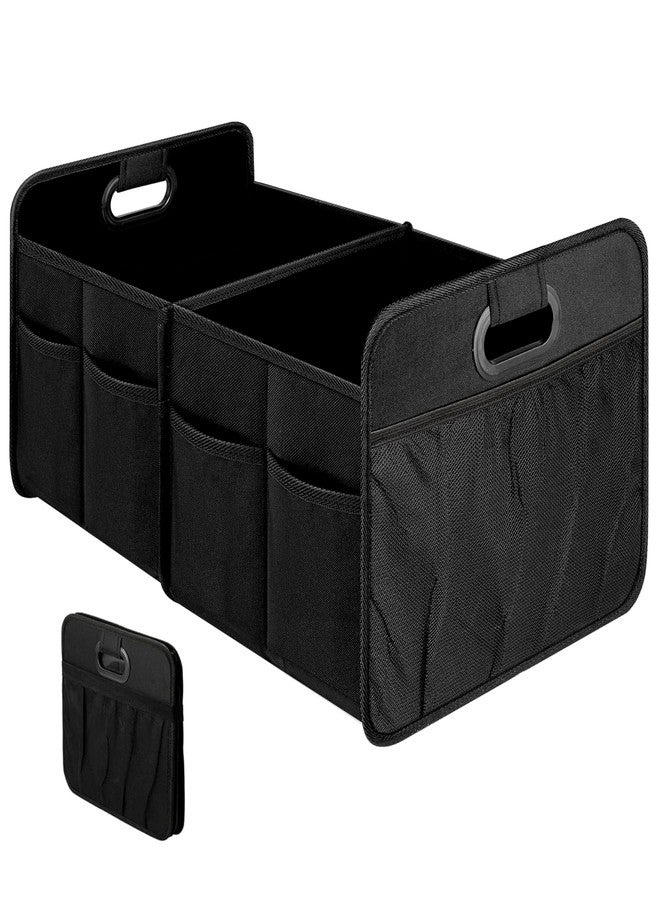 Simple Deluxe 2 Compartments Trunk Organizer for Car/SUV, Collapsible 600D Waterproof Oxford Polyester 50L Storage Box, Anti-slip & Leak-proof, Multipurpose Travel Accessories, Black - Image 1