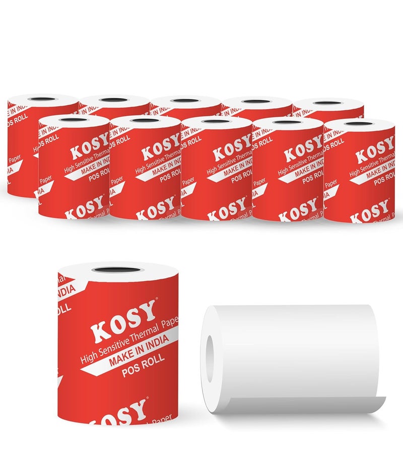 KOSY لفائف ورق حراري خالي من BPA بحجم 57 مم (2.25 بوصة) لجهاز نقاط البيع | عبوة من 10 | لفائف ورق الإيصالات متوافقة مع الطابعة الحرارية الصغيرة وجهاز نقاط البيع، وآلة EDC، وسجل النقد، وأجهزة الصراف الآلي والمزيد - Image 1