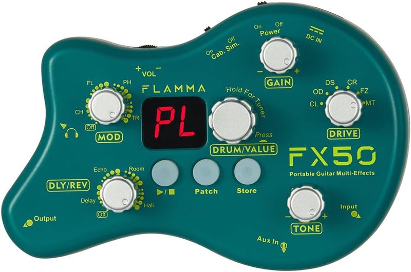 FLAMMA FX50 Practice Guitar Pedal Multi Effects Pedal Mini Portable with 40 Drum Rhythms15 Effects 32 Patches Tuner Function Support Both Corded and Battery Powered - Image 1