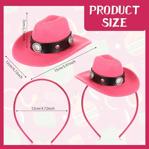 Cozypower Hot Pink Cowgirl Headband with Mini Hat, Women's Masquerade Party Costume Headwear (Classic) - Image 2