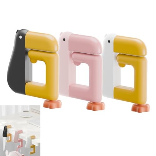 CHOUYUHE 3Pack Duck Shaped Purse Hook for Table Heavy Duty - No Drill Desk Clamp Bag Holder, Foldable Non-Slip Hanger for Office/School/Kitchen, Space Saving Shelf Hooks with Protective Rubber Pad - Image 1