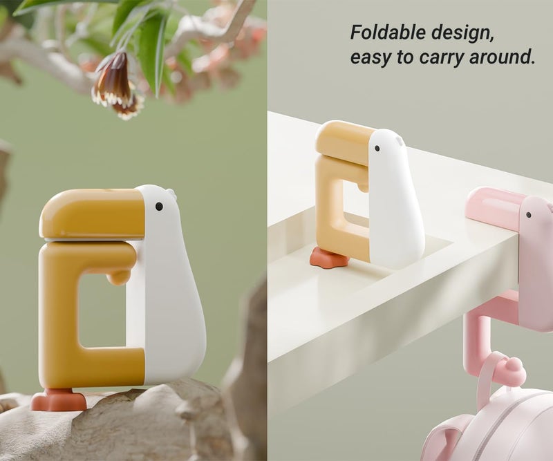 CHOUYUHE 3Pack Duck Shaped Purse Hook for Table Heavy Duty - No Drill Desk Clamp Bag Holder, Foldable Non-Slip Hanger for Office/School/Kitchen, Space Saving Shelf Hooks with Protective Rubber Pad - Image 3