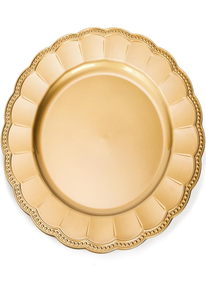 Kingrol 12 Pack 13 Inch Gold Charger Plates, Glam Dinner Chargers, Heavy Duty and Reusable Plastic Plates for Wedding Anniversary Christmas Party Table Setting - Image 3