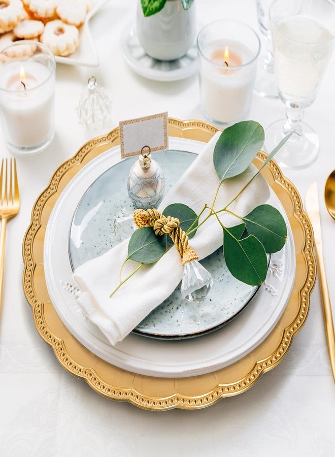 Kingrol 12 Pack 13 Inch Gold Charger Plates, Glam Dinner Chargers, Heavy Duty and Reusable Plastic Plates for Wedding Anniversary Christmas Party Table Setting - Image 4