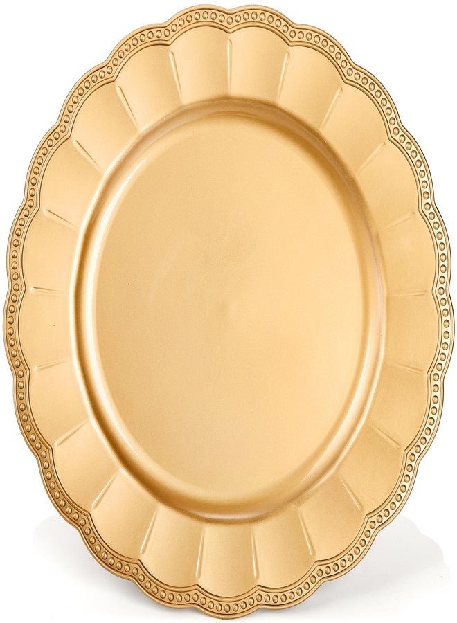 Kingrol 12 Pack 13 Inch Gold Charger Plates, Glam Dinner Chargers, Heavy Duty and Reusable Plastic Plates for Wedding Anniversary Christmas Party Table Setting - Image 2