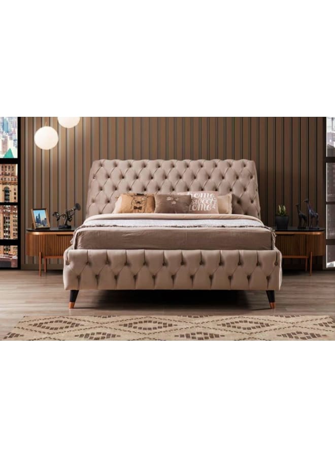 ريترو RA-BD10 سرير خشب زان طبيعي 175×230×110سم  - بيج - Image 1
