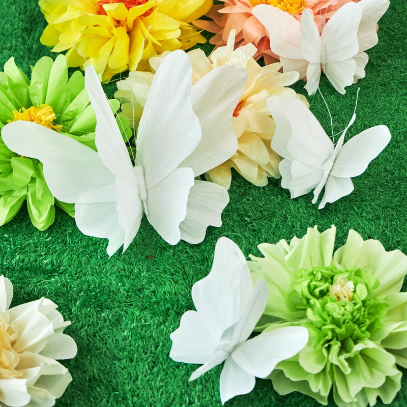 SUNBEAUTY Large Butterfly Party Decorations, 3D White Paper Butterflies Wedding Decoration, Hanging Butterflies for Baby Shower Decorations Girls, Women, Paper Flowers for Wall Decoration, Set of 4 - Image 3