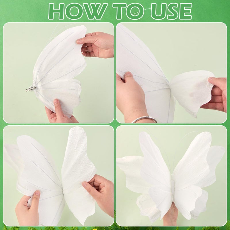 SUNBEAUTY Large Butterfly Party Decorations, 3D White Paper Butterflies Wedding Decoration, Hanging Butterflies for Baby Shower Decorations Girls, Women, Paper Flowers for Wall Decoration, Set of 4 - Image 5