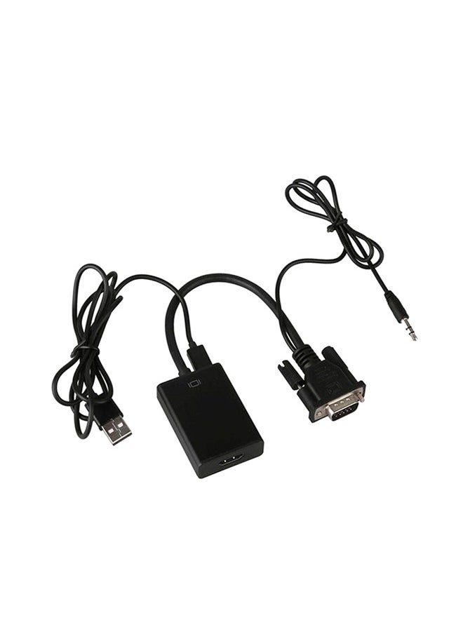 Generic VGA To HDMI Converter Output With Audio Adapter Cable Black  - Image 1