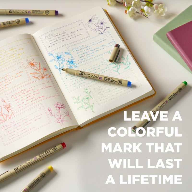 SAKURA Pigma Micron Fineliner Pens, 03 Tip Size, Archival Ass't Colors, 6 PK 50049 - Image 5