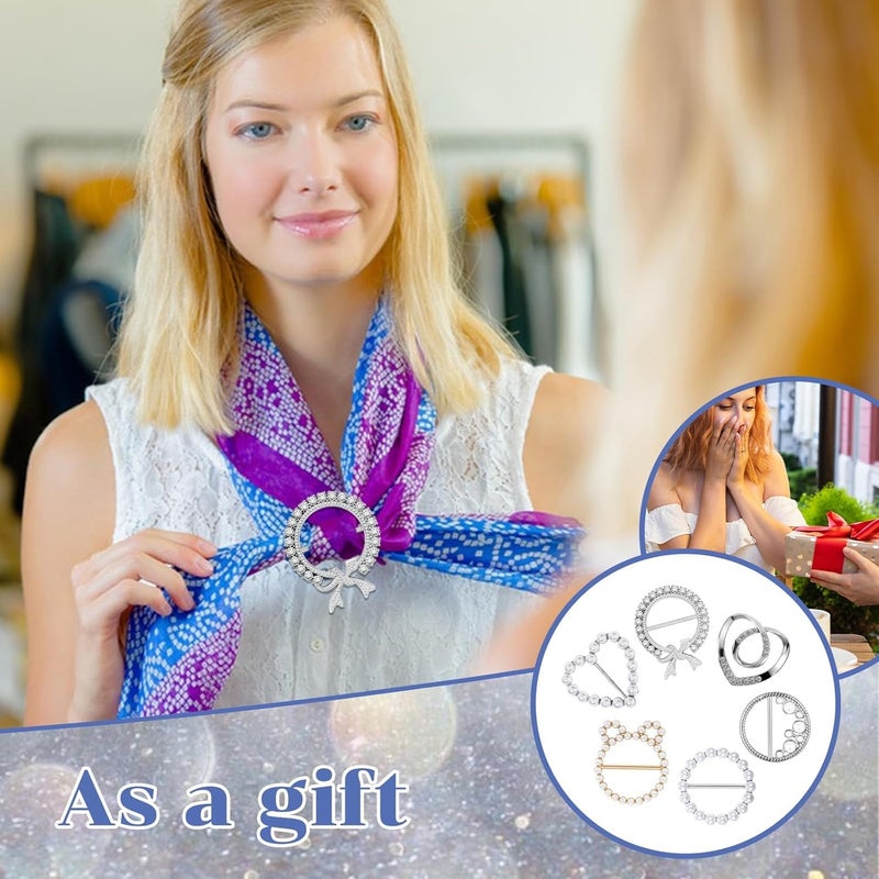 Azonee Shirt Clips for Women, Scarf Ring and Slides, Cinch Clip for Loose Clothes, Waist Tightener, Corner Knotted Button, Ideal for Shirts and Scarves, 6 Pcs - Image 4