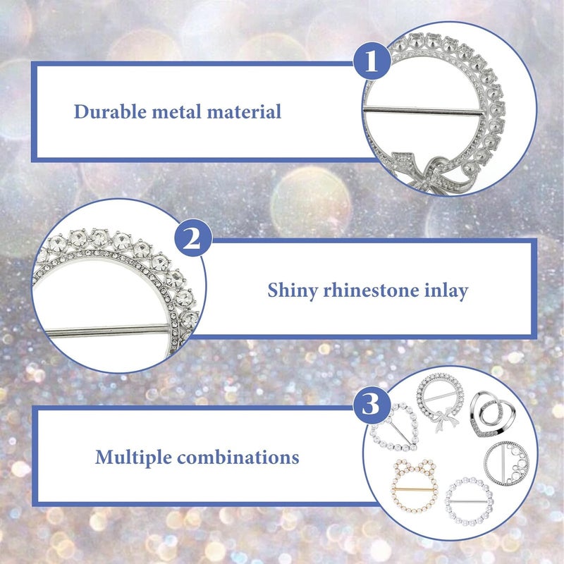 Azonee Shirt Clips for Women, Scarf Ring and Slides, Cinch Clip for Loose Clothes, Waist Tightener, Corner Knotted Button, Ideal for Shirts and Scarves, 6 Pcs - Image 5