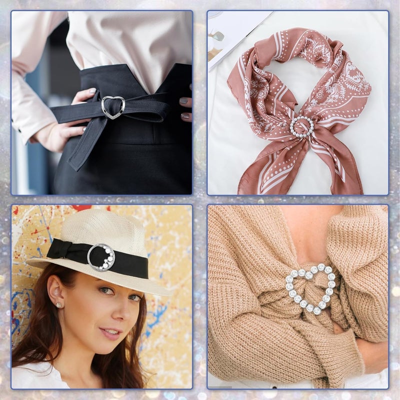 Azonee Shirt Clips for Women, Scarf Ring and Slides, Cinch Clip for Loose Clothes, Waist Tightener, Corner Knotted Button, Ideal for Shirts and Scarves, 6 Pcs - Image 2