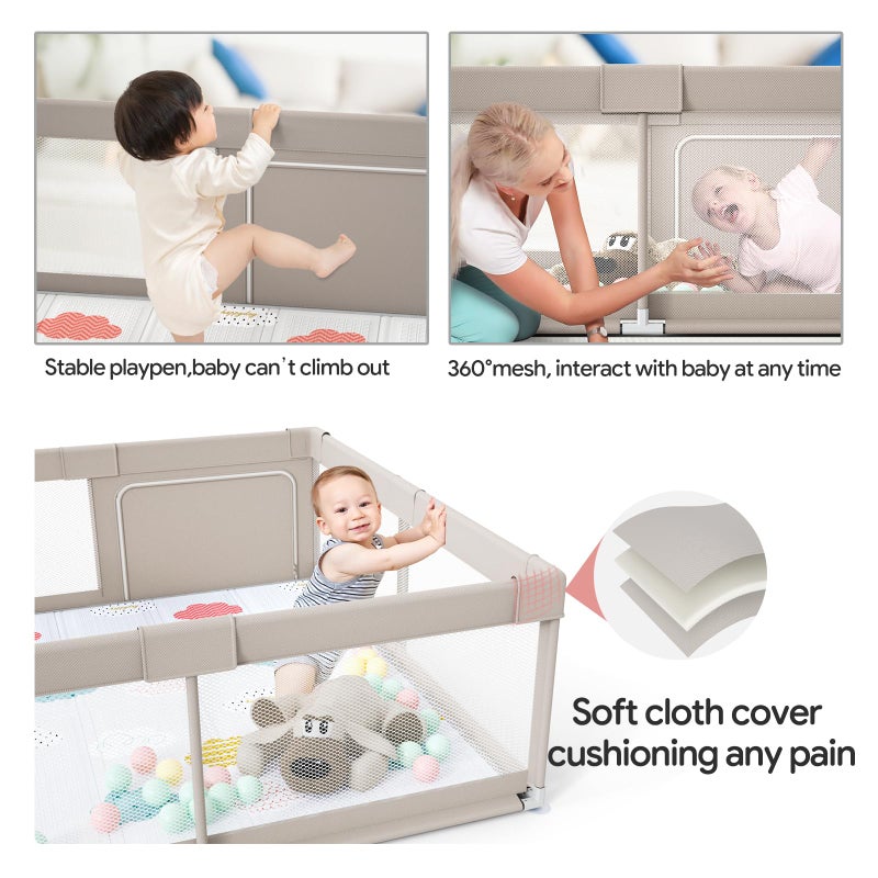 Fodoss Baby Playpen with Mat, 59x59in Playpen for Babies and Toddlers, Kids Play Pen, Extra Large Baby Fence for Infants with Playmates, Toddler Playard - Image 4