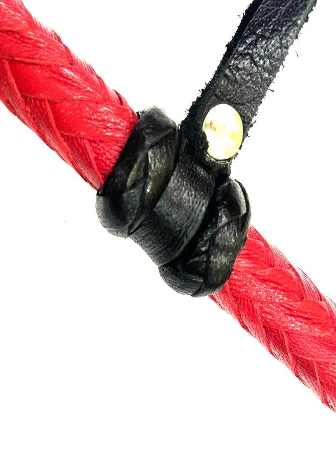 Pets Triangle 42" Leather Braided Whip Ideal for Dog Walking and Dog Training Durable and Will Not Become Slippery Yet Lightweight and Comfortable (red) - Image 3