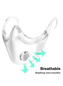 Y&D 3D Clear Face Mask, Reusable Shield with Breathing Valve, Protect Lipstick Lips Transparent Full Mask Sport Perfect Fit for Washable (2 Pcs)  - Image 3