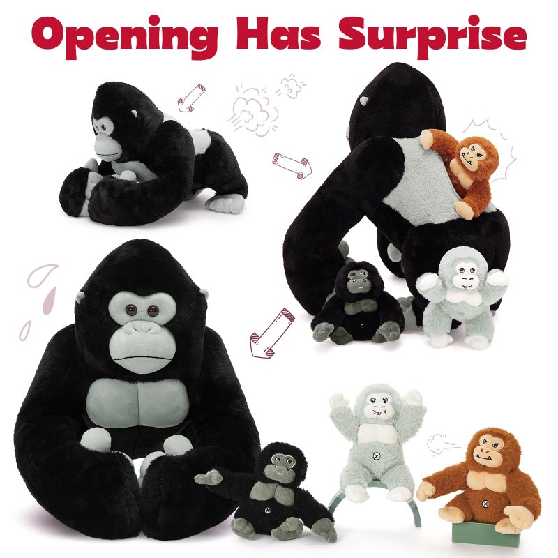 MaoGoLan Giant Gorilla Stuffed Animals - 19.6" Large Plush Gorilla with Babies, Soft and Cuddly Companion Toy Gifts for Kids - Image 2
