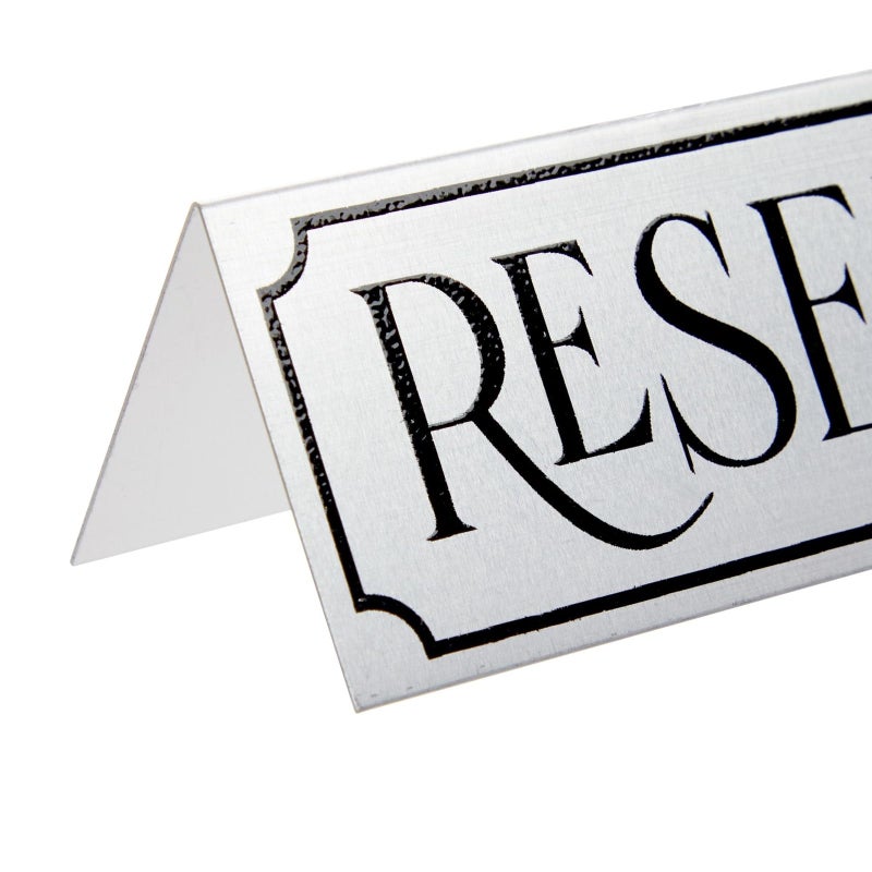 Juvale Reserved Table Signs - 12-Pack 5 x 2 x 1 in Etched Silver Metal - Reserved Seating Signs for Weddings, Restaurants & Parties - Image 3
