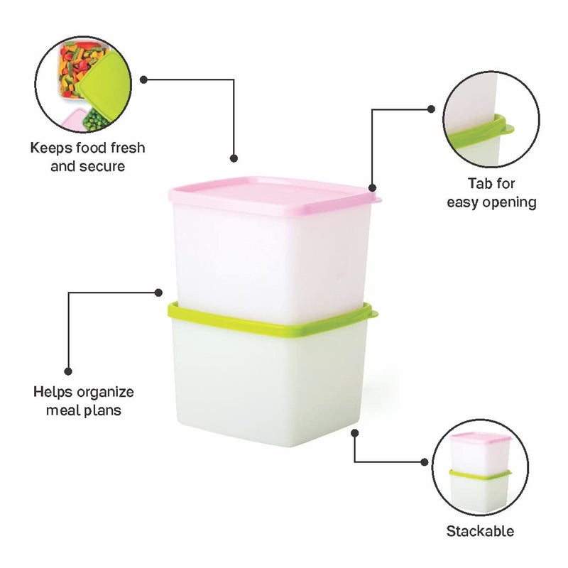 توبروير Tupperware البلاستيك Fridgemate متوسطة 800 مل (مجموعة من 2) متعدد الألوان - Image 4