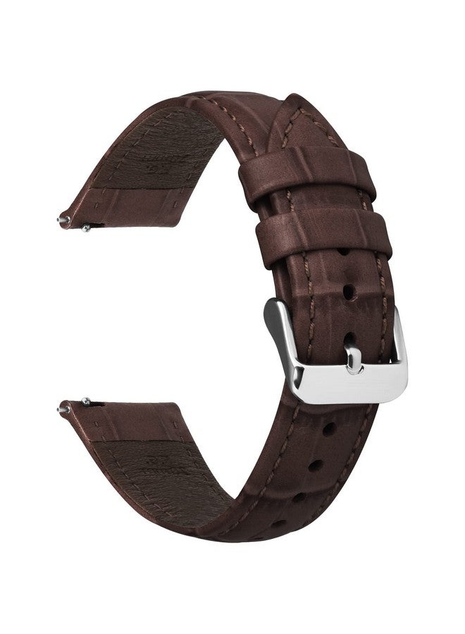 فولموزا أحزمة ساعة Fullmosa سريعة الفك مقاس 18 مم، حزام ساعة من الجلد الطبيعي من الخيزران لـ Fossil Tailor/Gen 4 Q Venture HR/Gen 3 Q Venture/Garmin Vivoactive 4S/Vivomove 3S/Seiko Premier Kinetic، بني - Image 1