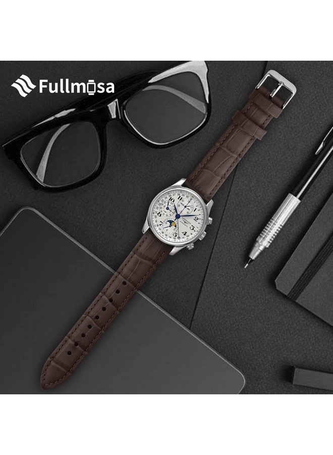 فولموزا أحزمة ساعة Fullmosa سريعة الفك مقاس 18 مم، حزام ساعة من الجلد الطبيعي من الخيزران لـ Fossil Tailor/Gen 4 Q Venture HR/Gen 3 Q Venture/Garmin Vivoactive 4S/Vivomove 3S/Seiko Premier Kinetic، بني - Image 3