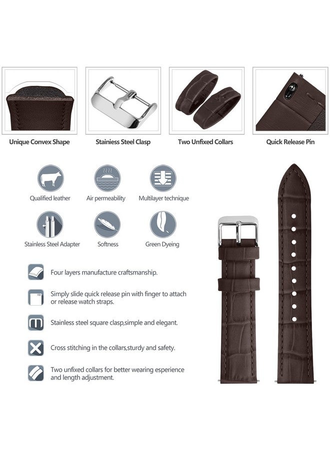 فولموزا أحزمة ساعة Fullmosa سريعة الفك مقاس 18 مم، حزام ساعة من الجلد الطبيعي من الخيزران لـ Fossil Tailor/Gen 4 Q Venture HR/Gen 3 Q Venture/Garmin Vivoactive 4S/Vivomove 3S/Seiko Premier Kinetic، بني - Image 5